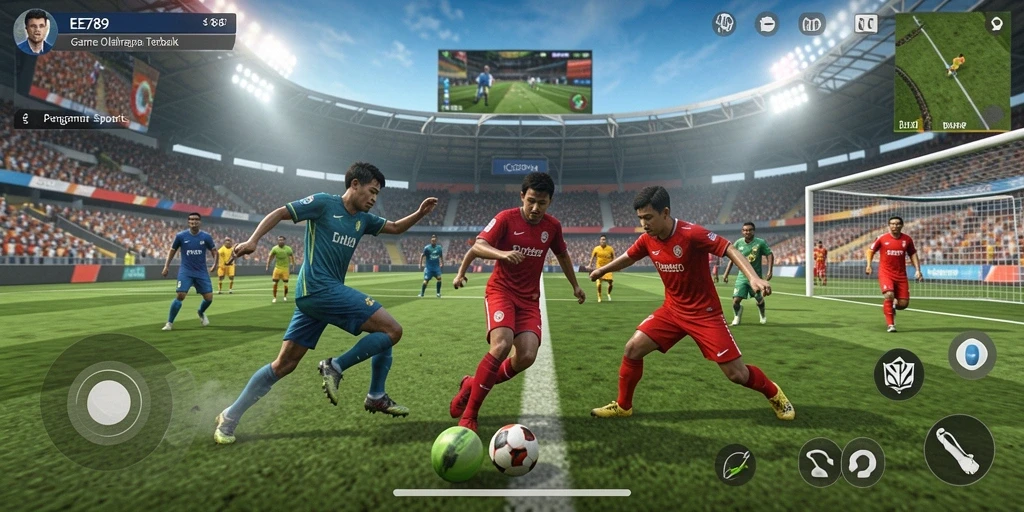 Tampilan gameplay EE789 menampilkan aksi olahraga yang seru dan kompetitif.