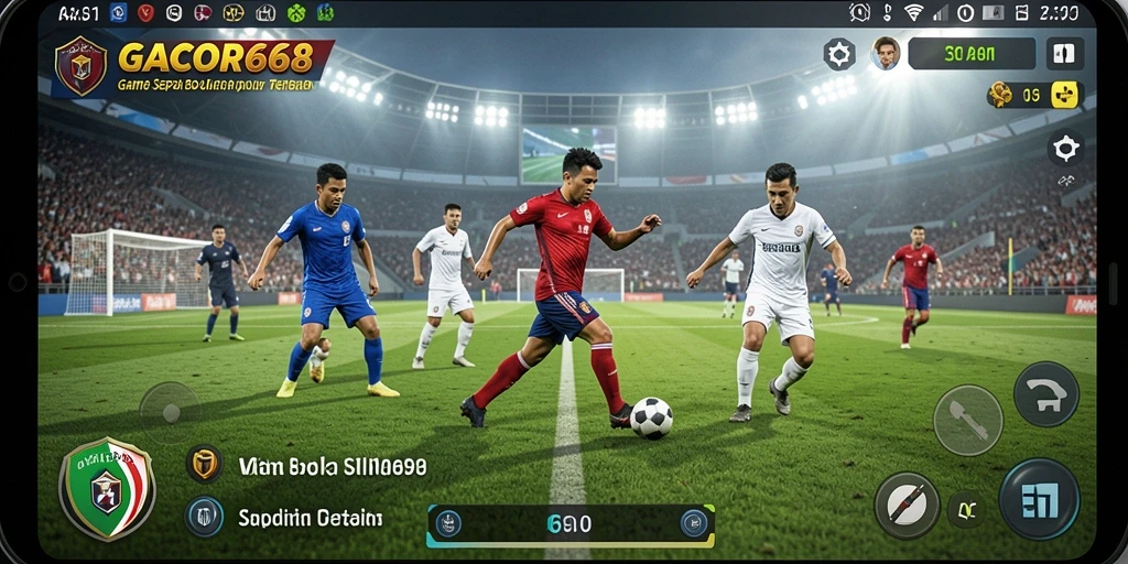 Gameplay GACOR668 yang seru dengan aksi sepak bola nyata.