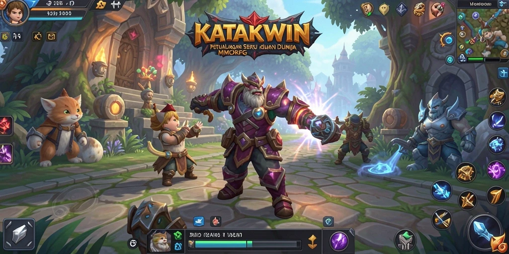 Screenshot gameplay KATAKWIN yang menampilkan pertempuran seru dalam dunia MMORPG.