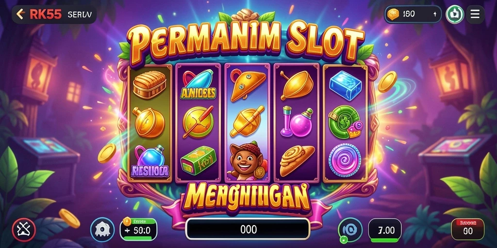 Screenshot dari gameplay RK55 menampilkan suasana Slot yang menegangkan.