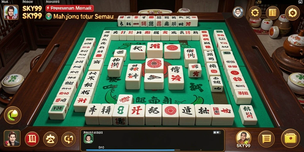 Tampilan seru dari gameplay Mahjong dalam SKY99.